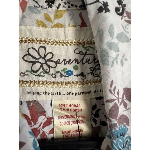 Aventura Womens 100%‎ Organic Cotton All Over Floral Print Button Shirt sz M - Picture 4 of 4